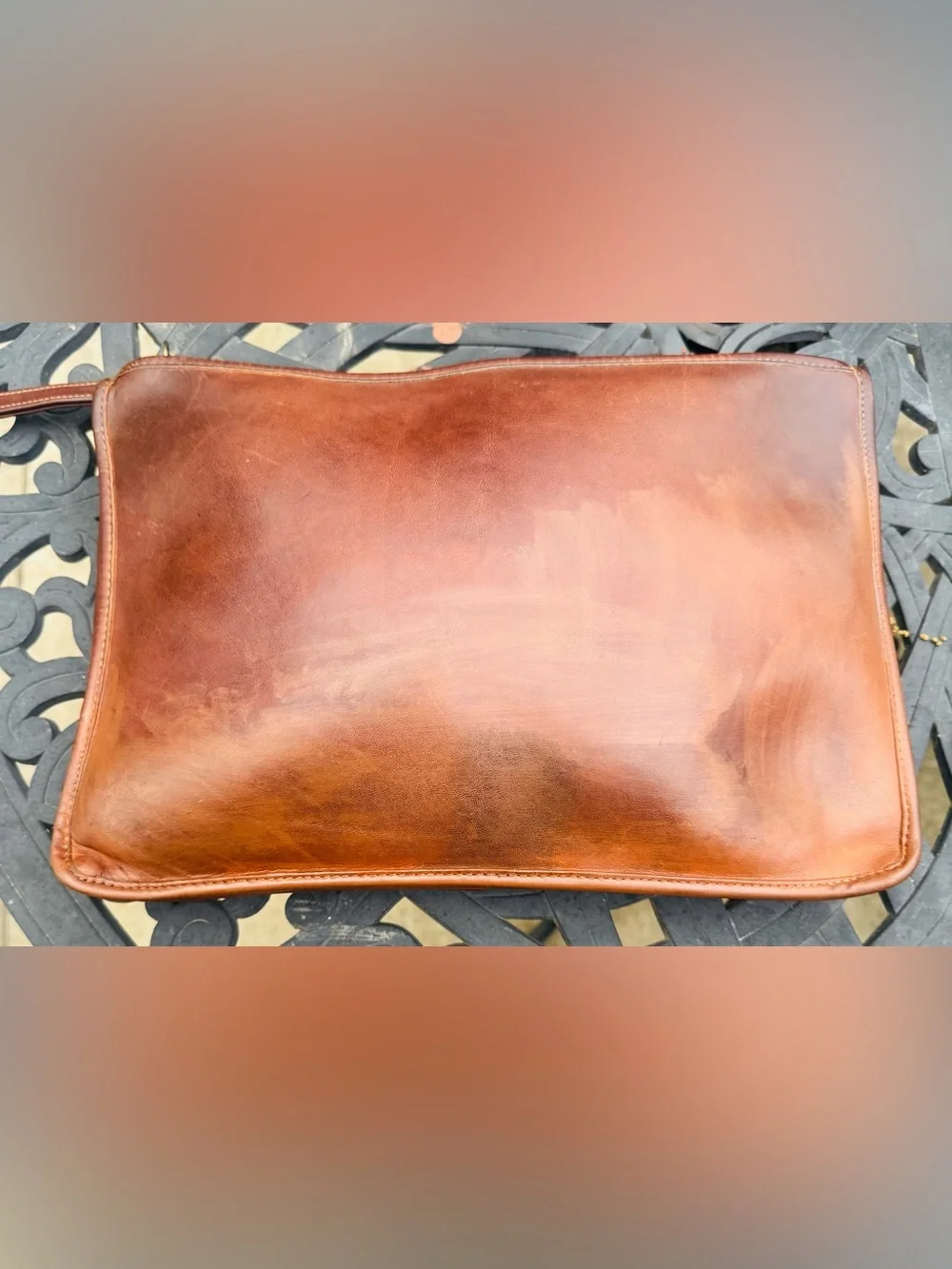 Coach Men's Brown Leather Zip Pouch - Picture 4 of 10